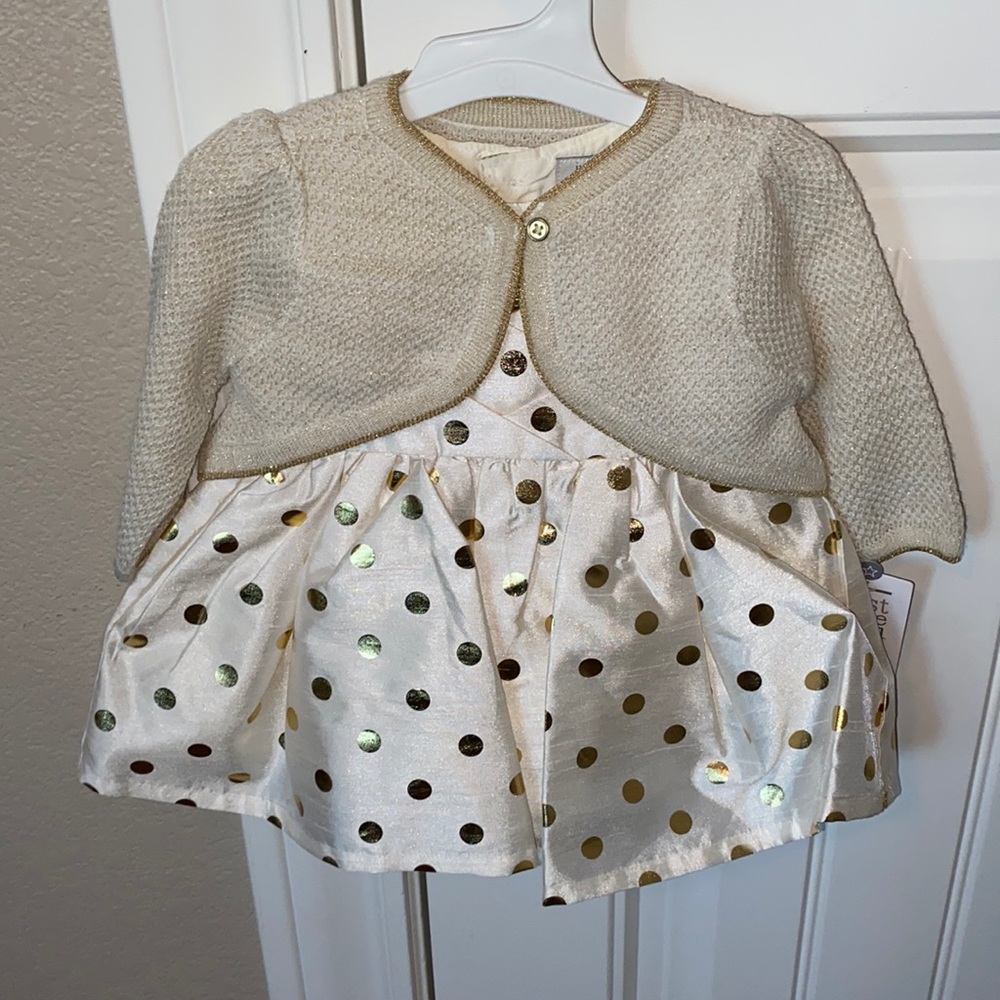 New with tags, baby girl’s dress with cardigan